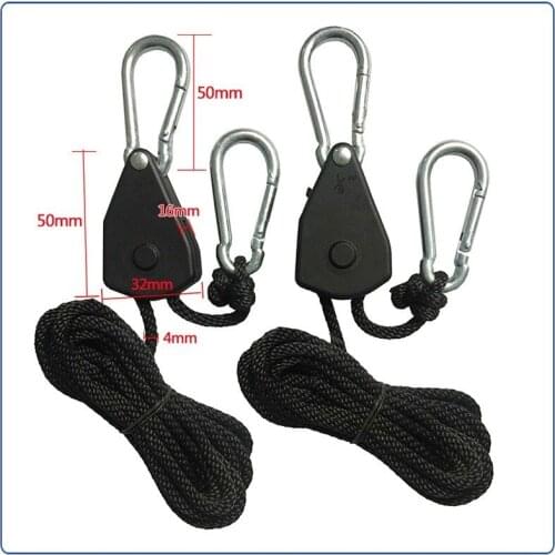 4pcs 1/8 Inch Heavy Duty Adjustable Grow Light Ratchet Rope Hanger Yoyo for Grow Light Fixtures Gardening