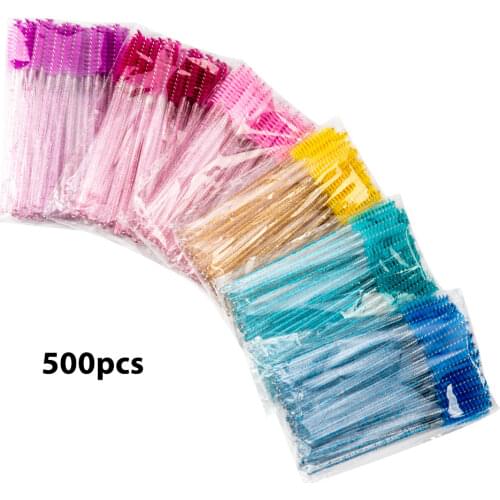 500Pcs/bag Disposable Crystal Eyelash Brush Comb Eyelashes Extension Brush For Eyelash Extension Mascara Wands Makeup Tools