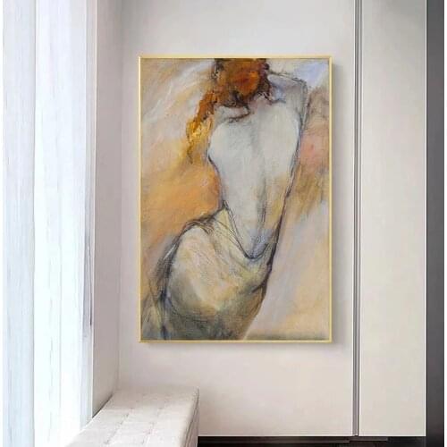 Abstract Hand Painted Girl Sexy Nude Woman Figure Oil Painting on Canvas Posters and Art on the Wall Picture for Living Room