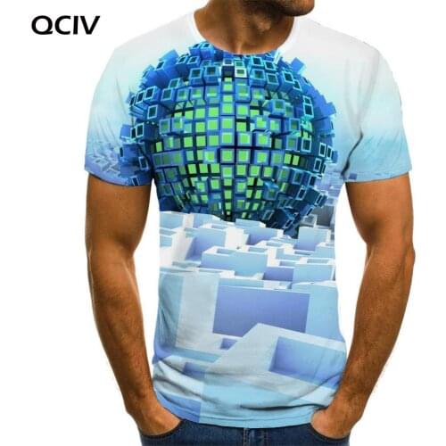 QCIV Brand Geometry T-shirt Men Pattern Shirt Print Creativity Funny T shirts Novel Tshirts Casual Short Sleeve summer Fashion