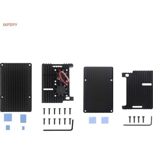 For Raspberry Pi 4 Fan Case with Double Cooling Fan Aluminum Alloy Heatsink Simple Removable Cover