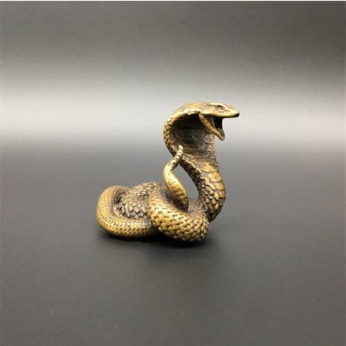 Cobra Snake Statue Ornament Decoration Tea Pet Animal Miniatures Vintage Home Decor Accessories for Living Room Copper Figurines