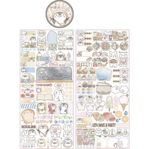 Lovely Penguin Weeks Washi Tape for Bullet Journal DIY Scrapbooking Decorative Sticker