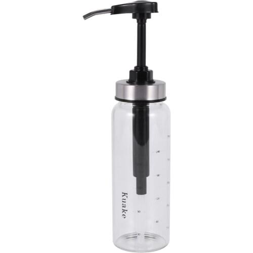 Sauce Pump Dispenser with Glass Bottle Leakproof Kitchen Condiment Dispenser for Honey Ketchup Mustard Mayo