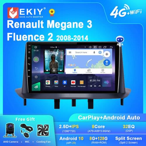 EKIY 9'' IPS Android 9.0 Car Radio For Renault Megane 3 2009-2014 Navigation GPS Multimedia Video Player Wifi BT Stereo 2Din DVD