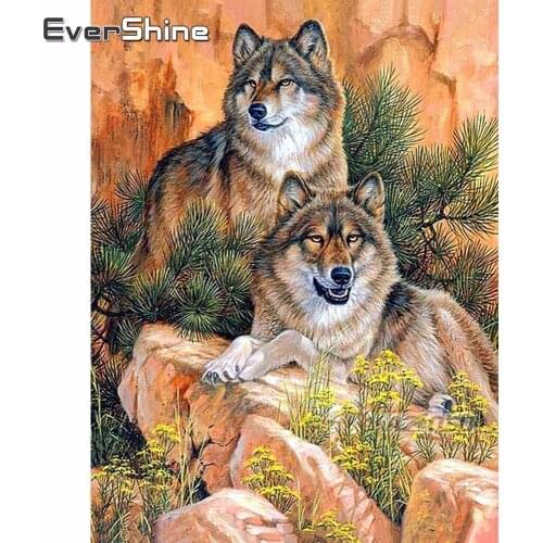 Evershine 5D Diamond Painting Wolf Cross Stitch Diamond Embroidery Sale Animals Rhinestones Pictures Diamond Art Home Decor
