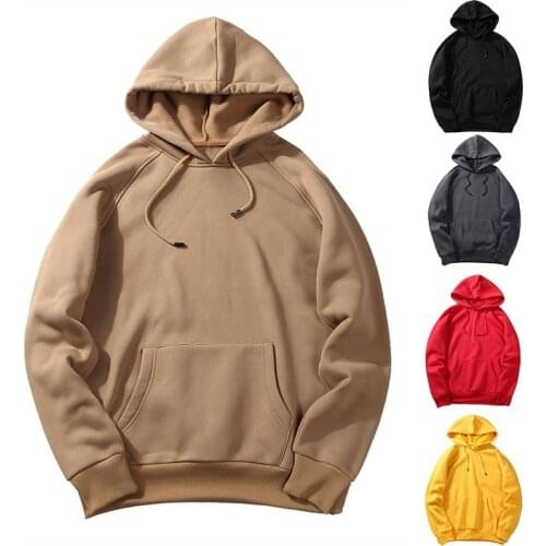 EU Size Fashion Colorful Hoodies Mens Thicken Clothes Winter Sweatshirts Men Hip Hop Streetwear Solid Fleece Man Hoody