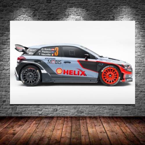 Hyundais i20 W R C race racing rally SportCar Wall Art Posters Canvas DIY Framed Painting Picture HD Print for Living Room Decor