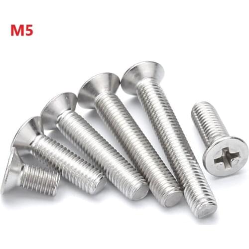M5 Cross Recessed Countersunk Screws 304 Stainless Steel Phillips Flat Head Machine Bolts 6 8 18 20 45 50 100 110 170 180 200mm