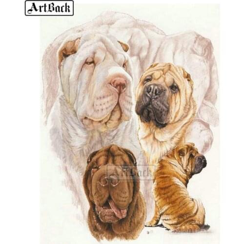 Hot 25 style DIY 5d diamond painting dog Tiger Kit full square / round drill diamond embroidery pet icon 3D diamond mosaic