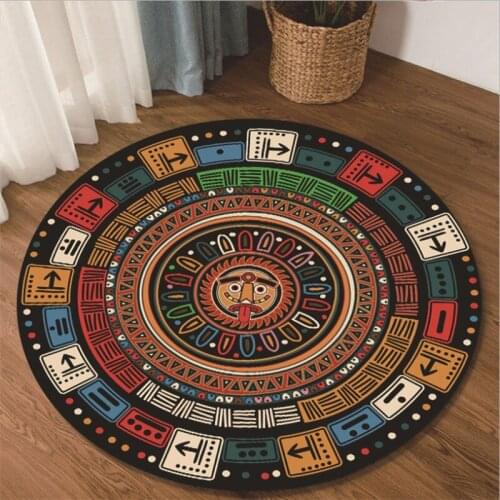 New Carpets for Living Room Color Mayan Ethnic Style Pattern Round Carpet Rugs for Children Rooms Bedroom Decor