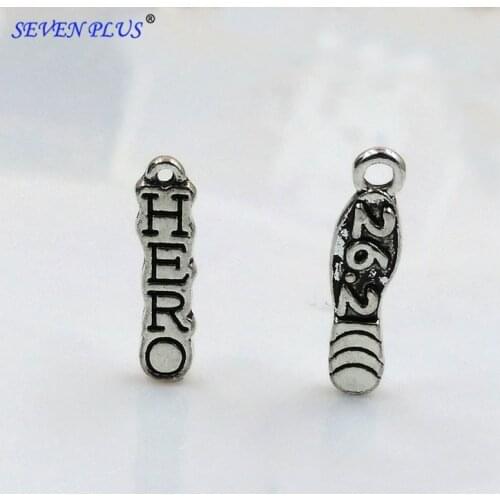 High Quality 20 Pieces/Lot 4mm*17mm Antique Silver Plated 26.2 Hero Marathon Runner Charm