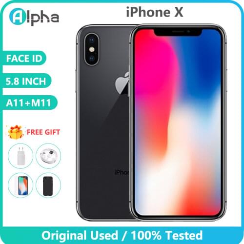 Original Used Apple iPhone X 3GB RAM 64GB 256GB ROM 5.8" iOS A11 Smartphone 12MP Hexa Core 4G LTE Phone with face ID function