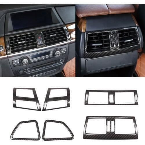 For BMW X5 X6 E70 E71 2007 - 2013 Car Carbon Fiber Style Interior Center Control Panel Dashboard Air Condition Outlet Cover Trim