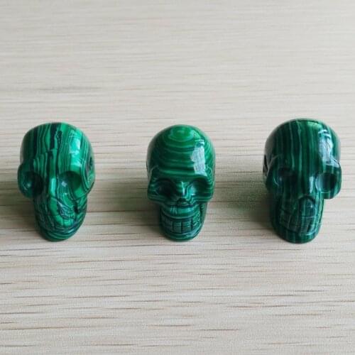 2018 fashion high quality Malachite stone carved skull charms pendants for jewelry making 3pcs/lot wholesale free shipping