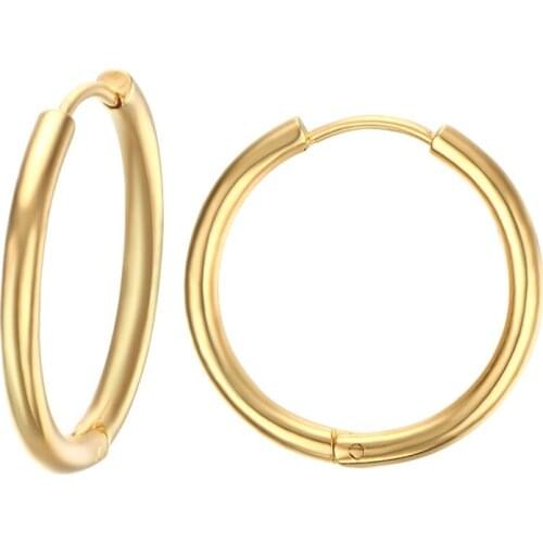 Simple Hoop Earrings for Women Small Stainless Steel Earrings Black/Rose Gold/Gold/Silver Color Jewelry 25*2mm