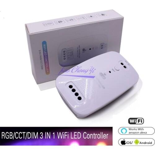 RGB Wifi Controller 3 in 1 CCT Dimmer Controller Work with Amazon Echo Alexa Smart APP Control LED Strip Light DC9V-24V new