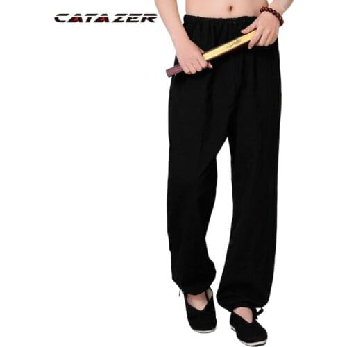 100% Cotton Martial Arts Pants Kung Fu Tai Chi Pants Martial Arts Wushu Wing Chun Trousers Practicing Mens Loose Trousers
