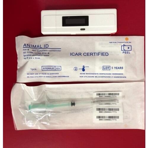 Animal Scanner Horse Reader with microchip+ 2 pcs glass chip syringe 2.12*12mm