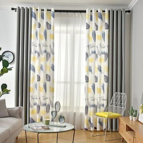 Modern personality cotton linen printed curtain shading living room bedroom curtain French window cotton linen Mosaic curtain