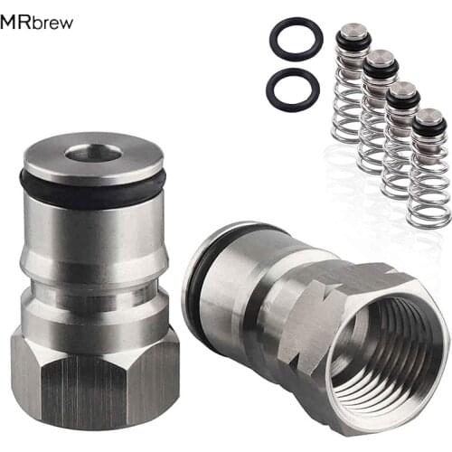Ball Lock Post with Poppets, Silicone O Rings, 304 Stainless Steel 19/32"-18 Gas & Liquid Corny Keg Adapter Kit