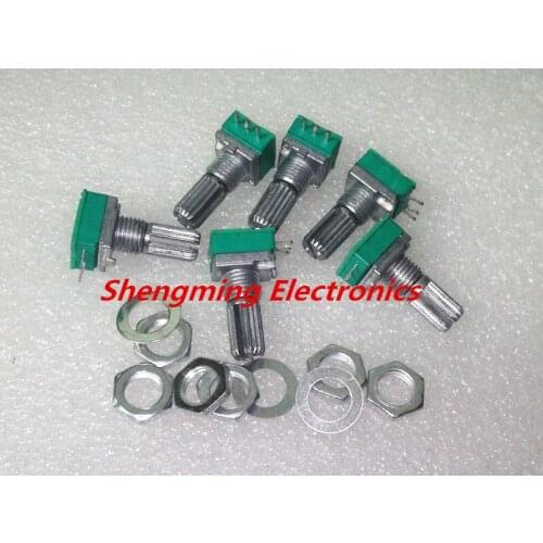 5pcs B1K B5K B10K B20K B50K B100K B250K Audio Amplifier Sealed Potentiometer 15mm Shaft 3pins RK097N
