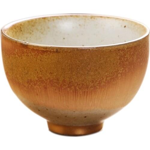 Rust Glaze Teacup Pu'er Master Cup Vintage Coarse Pottery Tea Cup Japanese Style Ceramic Crafts Tea Set Handmade Small Bowls