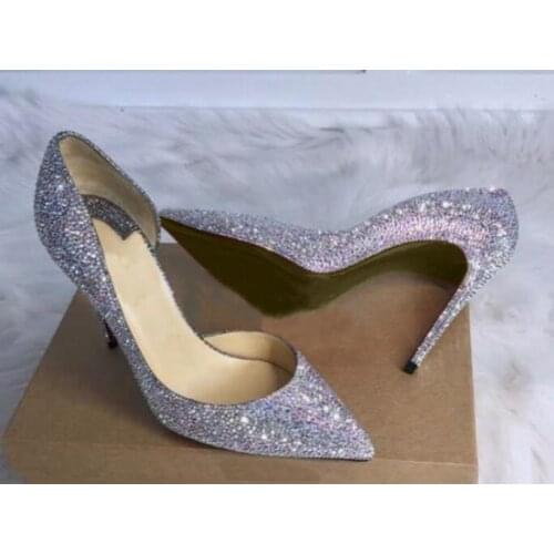 Moraima Snc Bling Bling Crystal Embellished High Heel Shoes Sexy Pointed Toe Party Wedding Shoes Women Stiletto Heels