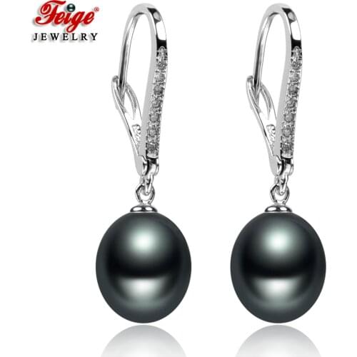 Womens Earrings 3 Colors Natural Freshwater Cultured Pearl Drop Earrings Prevent Allergy Fine Jewelry Wedding Earrings FEIGE