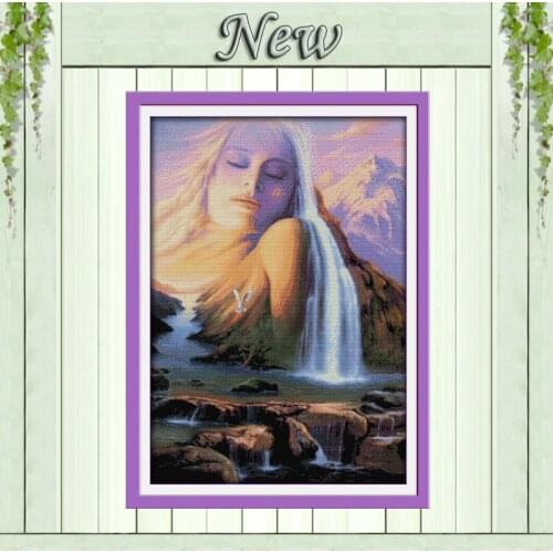 Women and nature,print on cloth DMC 14CT 11CT Cross Stitch kit,embroider needlework Set,beauty sexy girl Oil painting home decor