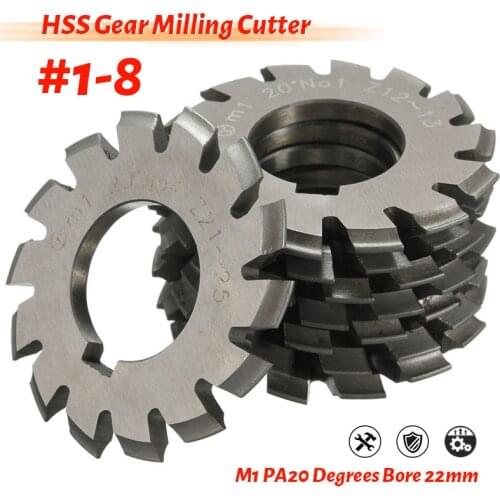 M1 PA20 Degrees Bore 22mm #1-8 HSS Involute Gear Milling Cutter Gear Milling Cutter Gear Cutting Tools