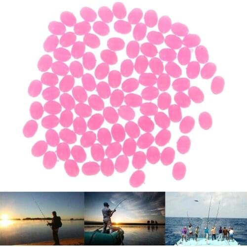 100Pcs Oval Luminous Fishing Lures Fishing Beads Sea Hard Floating Float Tackles Y4UB