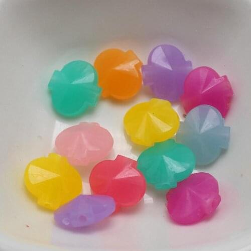 100 Mixed Jelly Color Acrylic Faceted Flat Lantern Beads 14X12mm Kids Crafts