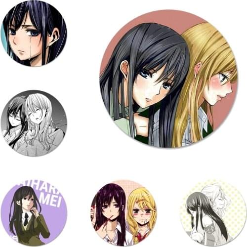 58mm Anime lesbian Citrus Yuzu Aihara Mei Badge Brooch Pin Accessories For Clothes Backpack Decoration gift