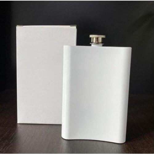 8oz White Hip Flask Stainless Steel Sublimation Blank Pot DIY Pocket Mini Outdoor Camping Wine Bottles Drinkware#261