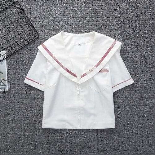 2020 White Cotton Japanese Student Girls School Jk Sailor Uniform Top S-xl Middle High School Uniforms Short Sleeve White Shirt