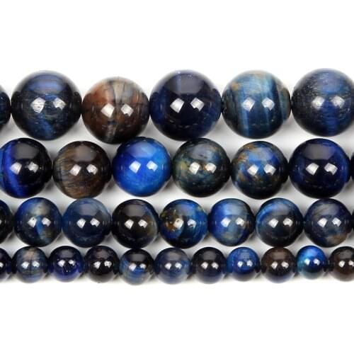 Natural Stone Lapis Tiger Eye Viens Charm Round Loose Beads For Jewelry Making For Needlework Beads Diy Strand 6/8/10/12 MM