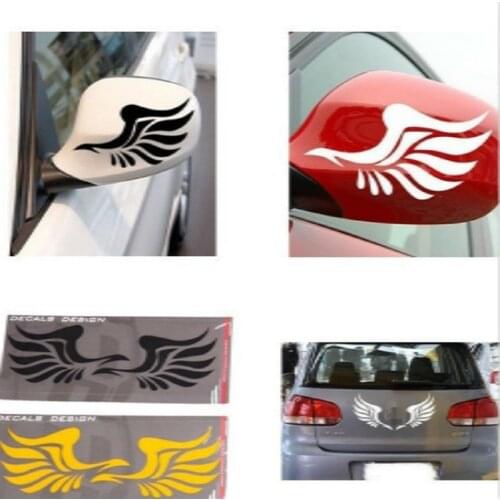 Personality Black And White Pair Of Wings For Auto Rearview Mirror Reflector Sticker Lamp Eyebrow Decal Scratch Covered Wing