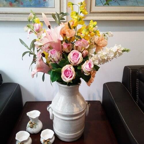 DIY Party Decoration Vintage Silk Artificial Bouquet Rose Penoy Orchid Wedding Fake Flowers Festival Supplies Home Decor Bouquet