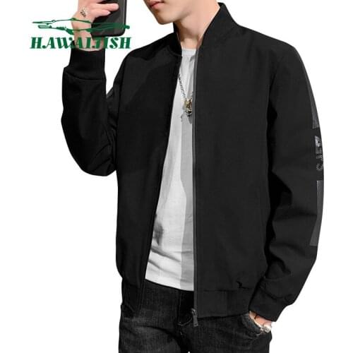 Hawaifish brand Jacket Men 2021 Korean fashion Baseball syand Collar windbreaker slim casual hogh quality solid bomber jackets