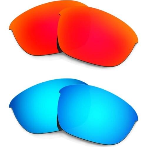 HKUCO For Half Jacket 2.0 Polarized Replacement Lenses 2 Pairs Red & Blue