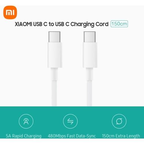 1.5m Xiaomi USB-C Date Cable 100W Type C Charging Cord USB C to USB C 5A Charging Cable 480Mbps for Samsung Galaxy/Huawei/Xiaomi