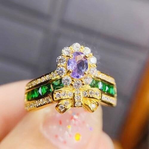 Natural real tanzanite crown luxury ring Per jewelry 4*5mm 0.5ct gemstone 925 sterling silver Fine jewelry J2141810