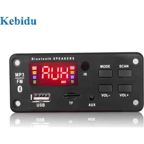 KEBIDU 5V 12V MP3 WMA Decoder Board MP3 Player with Remote Control USB Power Supply TF FM Radio MP3 Player For Car Speaker