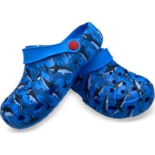 Male Child Navy Blue Shark Design Sandals Slippers