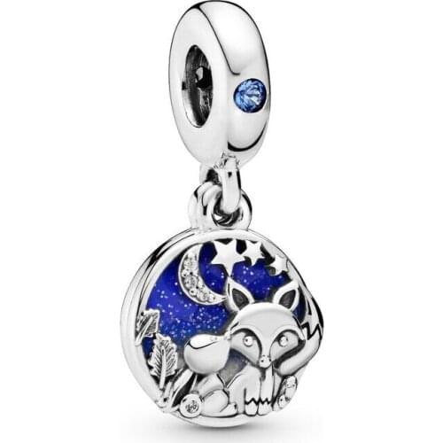 Genuine 925 Sterling Silver Pendant Fox Charm Jewelry FIt bangle & Bracelet & Necklace Bead Accessories for Woman Gift Making