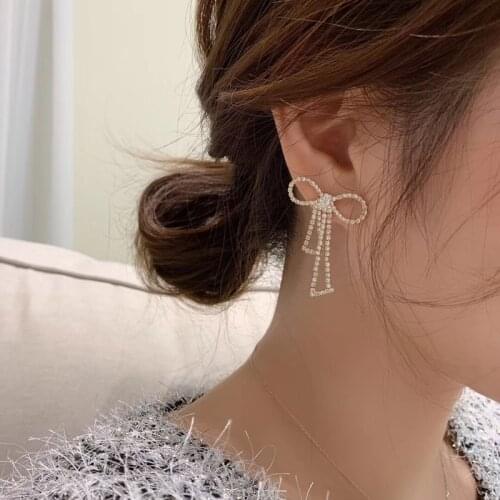 2020 New Womens Earrings Delicate Sweet Bowknot Earrings for Women Bijoux Korean boucle Girl Gifts Jewelry Wholesale