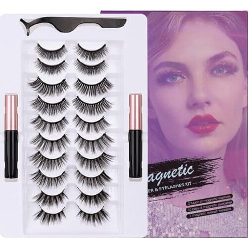 New Eyelashes Magnetic 3D Eyelashes 10 Pairs Set Box Thick Extension Magnetic Mascara Magnet Eyelashes Female Beauy Makeup Tool