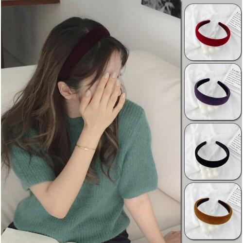 New Solid Velvet Bezel Women Headband Girls Vintage knit Hair Bands Soft Hairband Headwear Hair Hoop Winter Hair Accessories