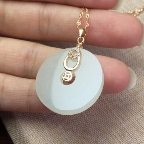 Authentic and Tian Baiyu buckle pendant, inlaid with 925 silver rose gold necklace, luxurious elegance with certificate